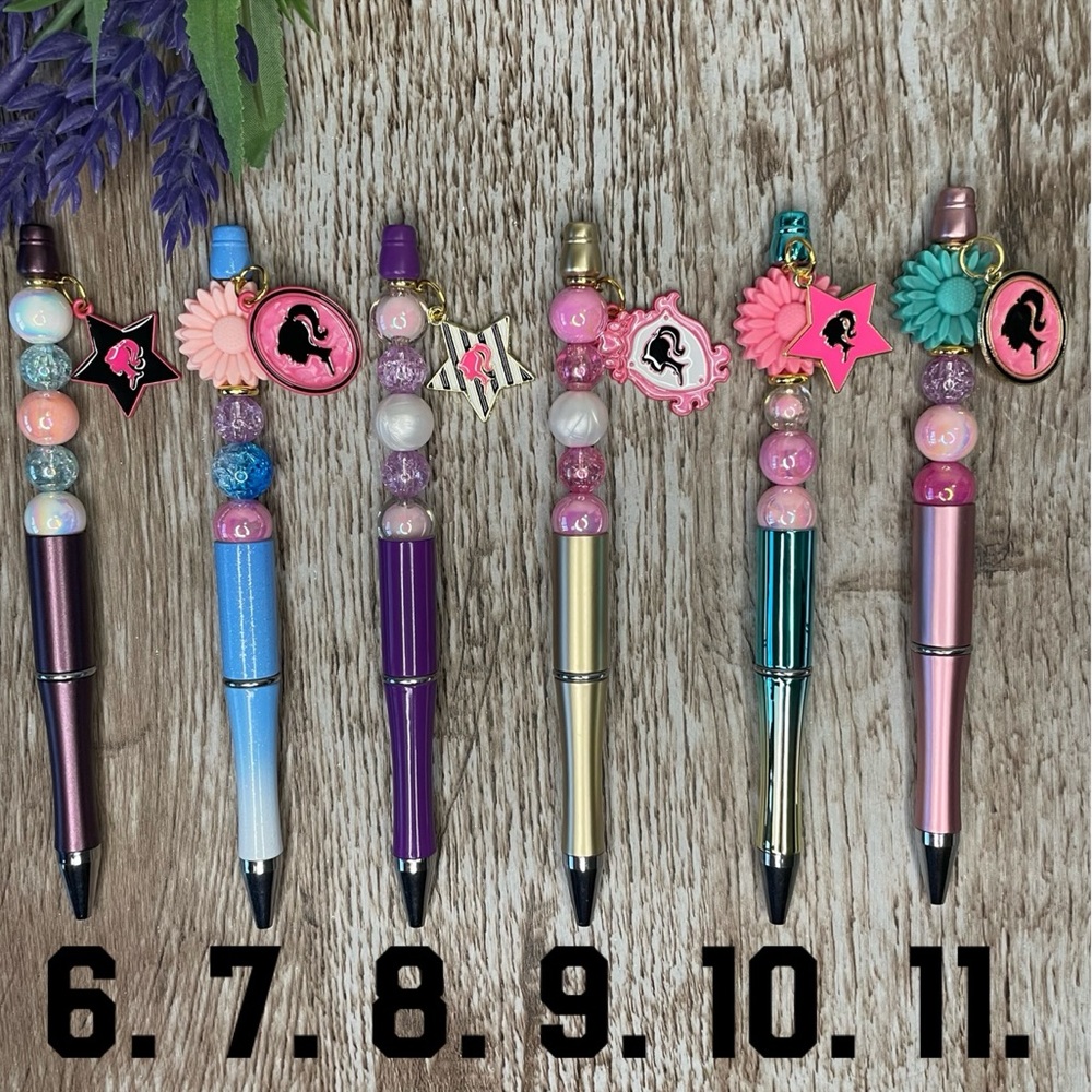 Handcrafted Pens Barbie Flower Beaded Unique Artisan Gifts Office Accessories